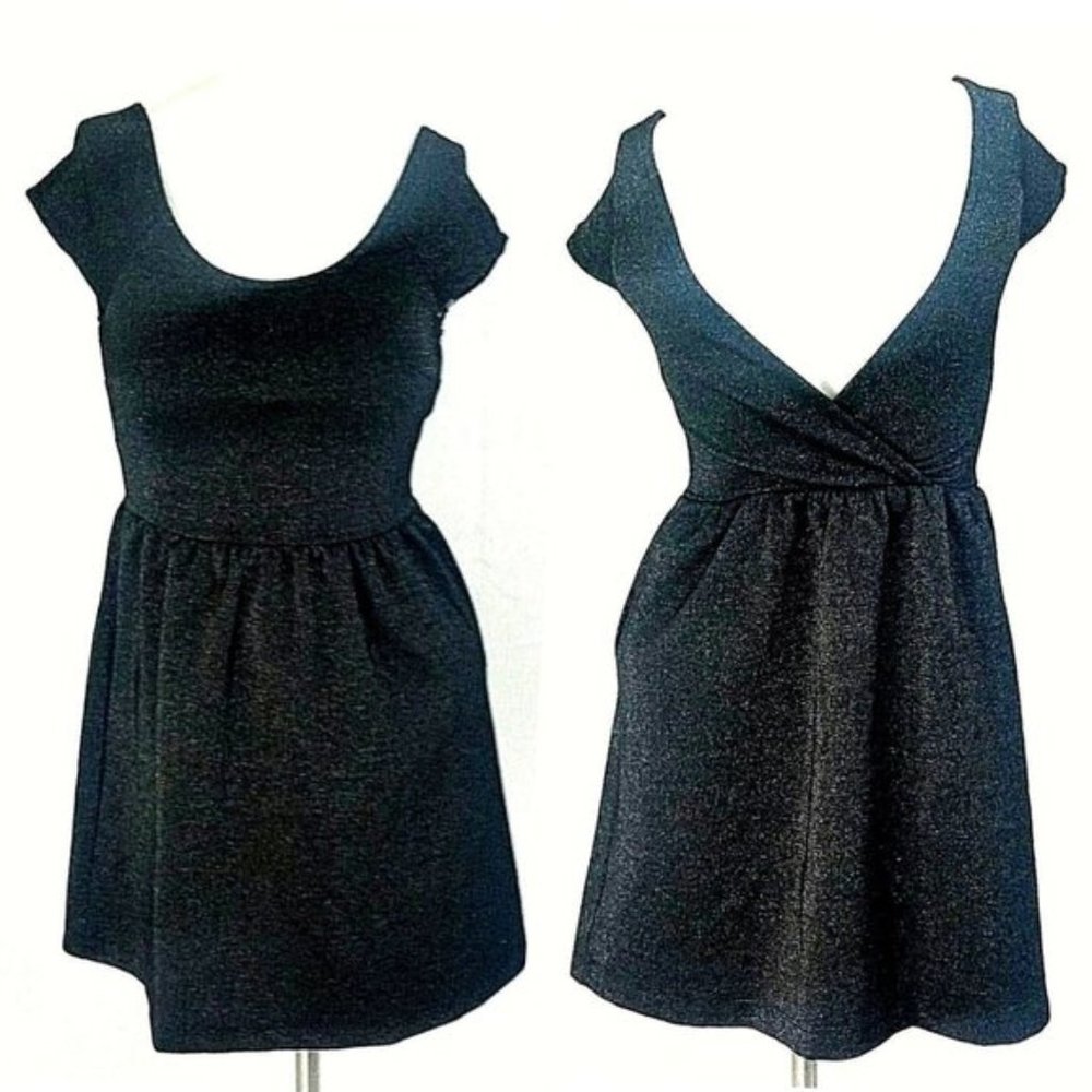 AEO Black Sparkly Open Back Cocktail Party Dress